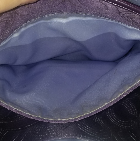 COACH Alex Optic Art Sateen Large Purple Crossbody - Picture 8 of 9